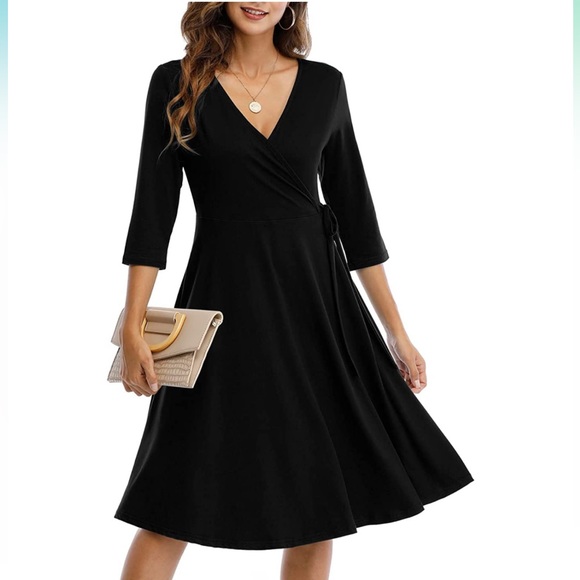 NWT✨ Women’s Black Wrap Dress - Picture 1 of 3